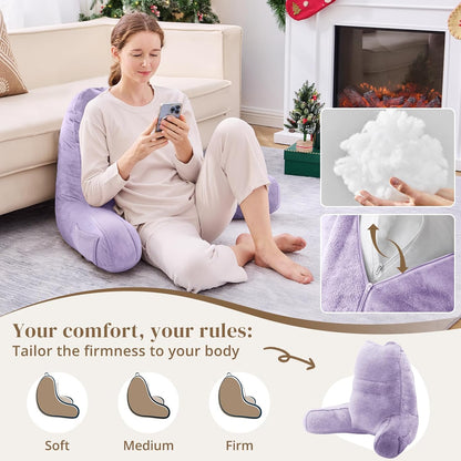 Sasttie Reading Pillows for Sitting in Bed Adult, Back Pillow Bed Sitting Up, Back-Rest Support Cushion for Sit Up on Couch, Sofa, and Floor, Dorm Essentials, Oeko-Tex Certified, Dark Grey