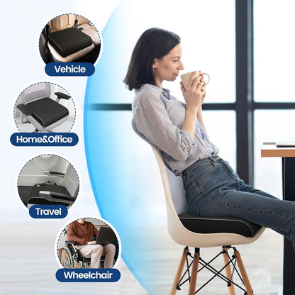 SweetSlubr Seat Cushion for Tailbone Pain Relief, Office Chair Cushion, Memory Foam Large Cushion with Non-Slip Cover for Soft Support at Office Chair, Car Seat, Airplane, Floor Pillow, Black/Large