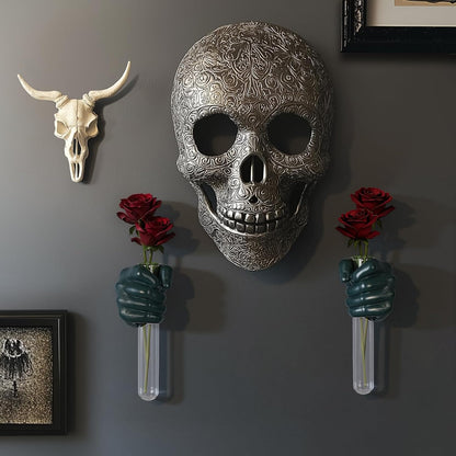 2 Pieces Wall Sculptures, Hands Vase Home Decor, Wall Mount Art Sculpture, Unique Wall Art Statue, Funky Flower Vase Decorations, Modern Eclectic Hanging Decor,Hands Statue (Black)