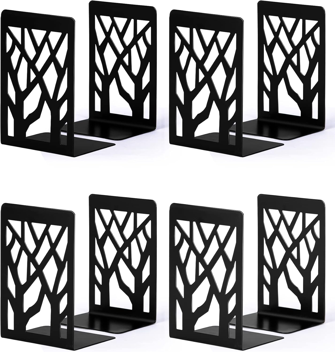 Book Ends, Bookends, Bookends for Shelves, Bookend, Book Ends for Heavy Books, Black Metal Book Shelf Holder Home Decorative, Book Stoppers for Shelves 3 Pair
