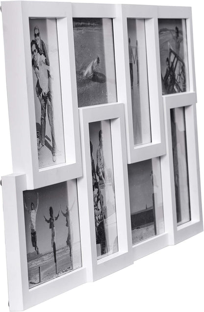 Malden International Designs Collage Picture Frame for Wall, Holds Eight Photos : 4-6x4 and 4-4x6 Inch - Black Plastic, Wall Decor for the Home