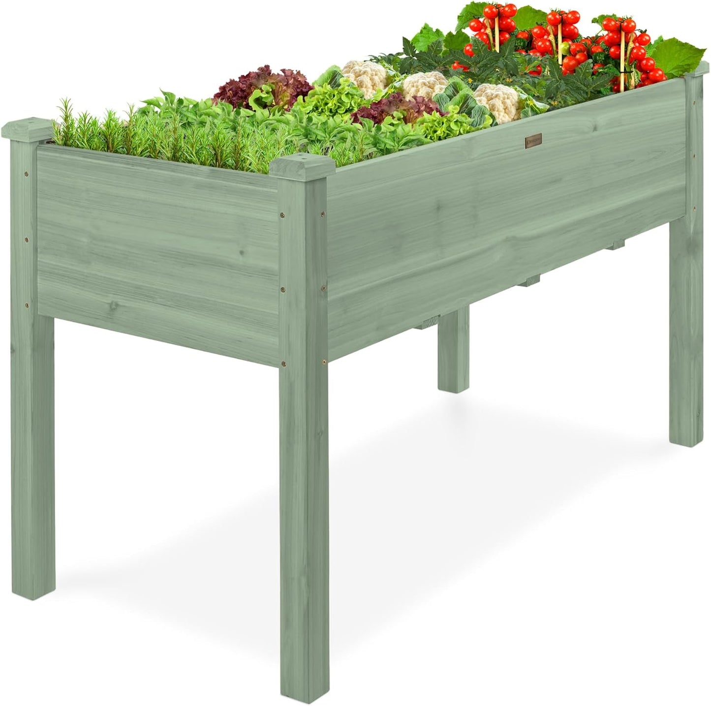 Best Choice Products 72x24x30in Raised Garden Bed, Elevated Wood Planter Box Stand for Backyard, Patio, Balcony w/Divider Panel, 6 Legs, 300lb Capacity - Natural