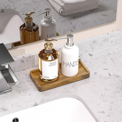 Bathroom Vanity Tray for Countertop - Bamboo Organizer Tray for Dresser Tops, Toilet, Perfume Small Decorative Tray Wood Tray for Home Decoration 11.81” L x 6.1” W x 0.79” H Black