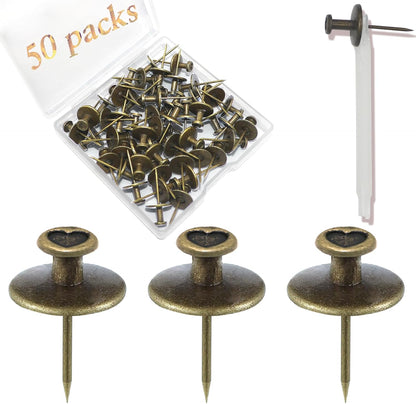 50 PCS Push Pins Picture Hangers Wall Hooks, Double Headed Thumb Tacks for Wall Hangings, Renter Friendly Decor Small Picture Frame Hangers for Drywall Cork Board Home Office Photo Decorations(Black)