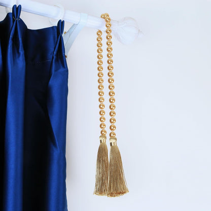 34 Inch Pearl Glass Bead Garland with Tassels - Elegant Boho Table Decor, Fringe Wall Hanging for Wedding, Party, Farmhouse Rustic Prayer Bead Home Decoration(1 Pack,Gold)