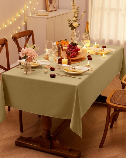 Pureegg Rectangle Linen Tablecloth Waterproof & Stain Resistant, Wrinkle-Free Table Cloth Adds Elegance and Protection, Ideal for Dining, Party, Wedding and Outdoor, 52 x 70 Inch, Sage Green