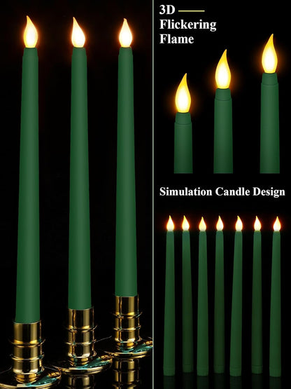 Treela 24 Pcs Flameless Taper Candles Battery Operated Bulk Fake Candles Light LED Candle Sticks Flickering Tapered for Easter Wedding Anniversary Decoration(Basic,11 Inch,Ivory)