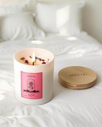 AOOVOO Lavender Scented Candles for Women - Aromatherapy Candle with Crystals Inside, 10oz Soy Candles for Home Scented, Birthday Gifts Mothers Day Candle for Women Mom