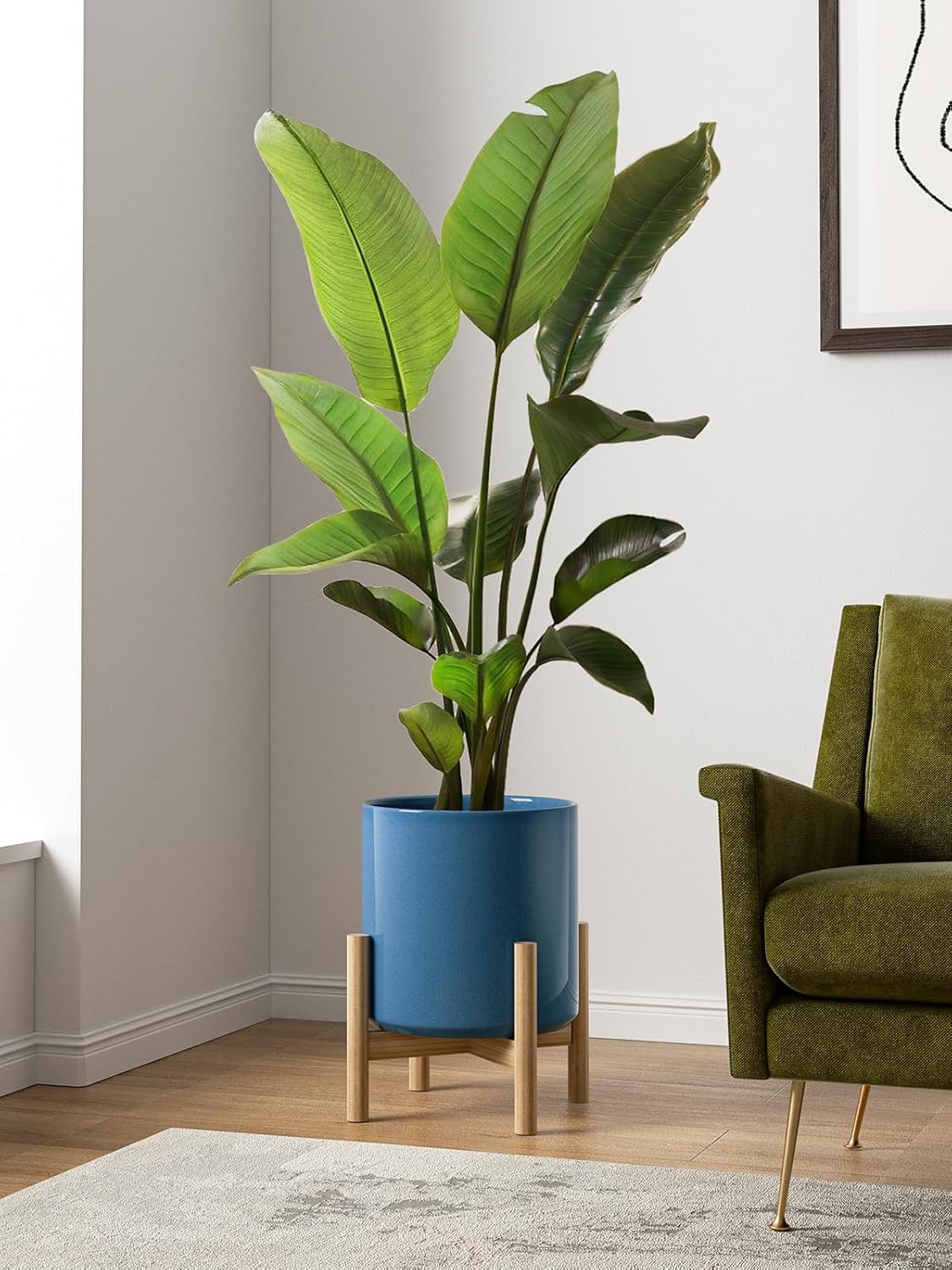 LE TAUCI 12 Inch Pot for Plants, Ceramic Planters for Indoor Plants, Mid-Century Modern Cylinder Flower Pots with Drainage Hole, Fits Fiddle Leaf Fig & Monstera, Home Decor, White