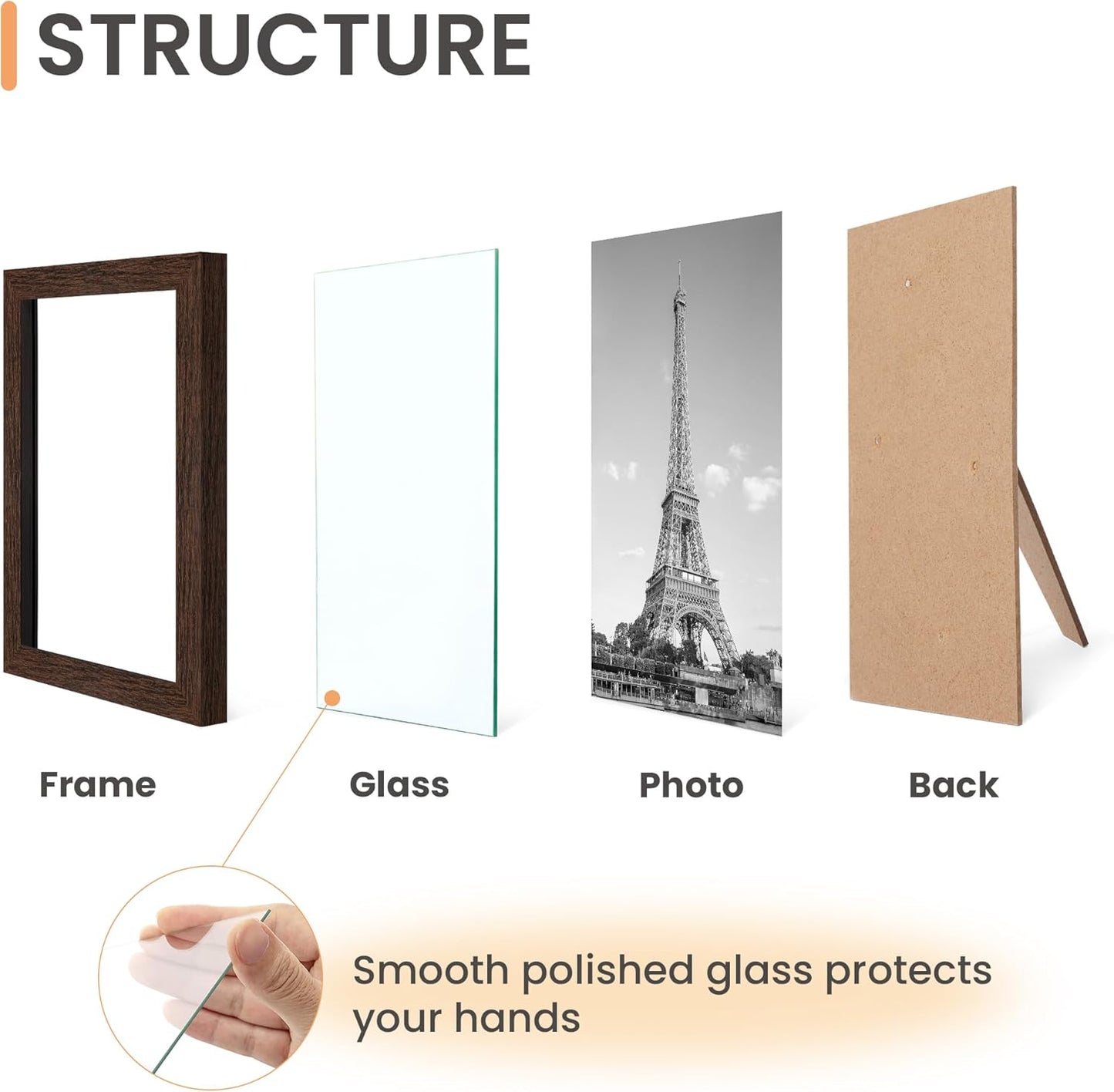 upsimples Certificate Frame with High Definition Glass, 8.5 by 11 Picture Diploma Document Frames for Wall and Tabletop, Black 5 Pack