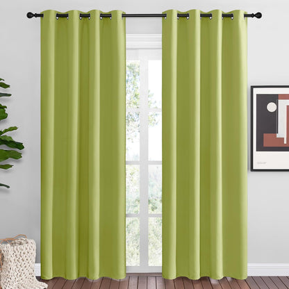 NICETOWN Halloween Pitch Black Solid Thermal Insulated Grommet Blackout Curtains/Drapes for Bedroom Window (2 Panels, 42 inches Wide by 63 inches Long, Black) - Colors B