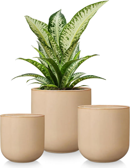 vancasso Ceramic Plant Pots, 4+5+6 inches, Set of 3, Planters with Drainage Hole, Flower Pots Planters Pots for Indoor Plants, Modern Indoor Decorative Garden Pot, Home Decor, White