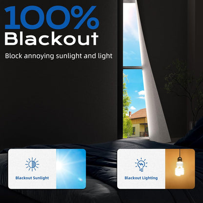 Blackout Curtains for Bedroom, 39" x 58" Portable Black Out Blinds with 20 Sets Hook & Loop Strips for 100% Blackout Window Film, Temporary Black-out Shades for Windows Cover Nursery Travel RV- Blacks