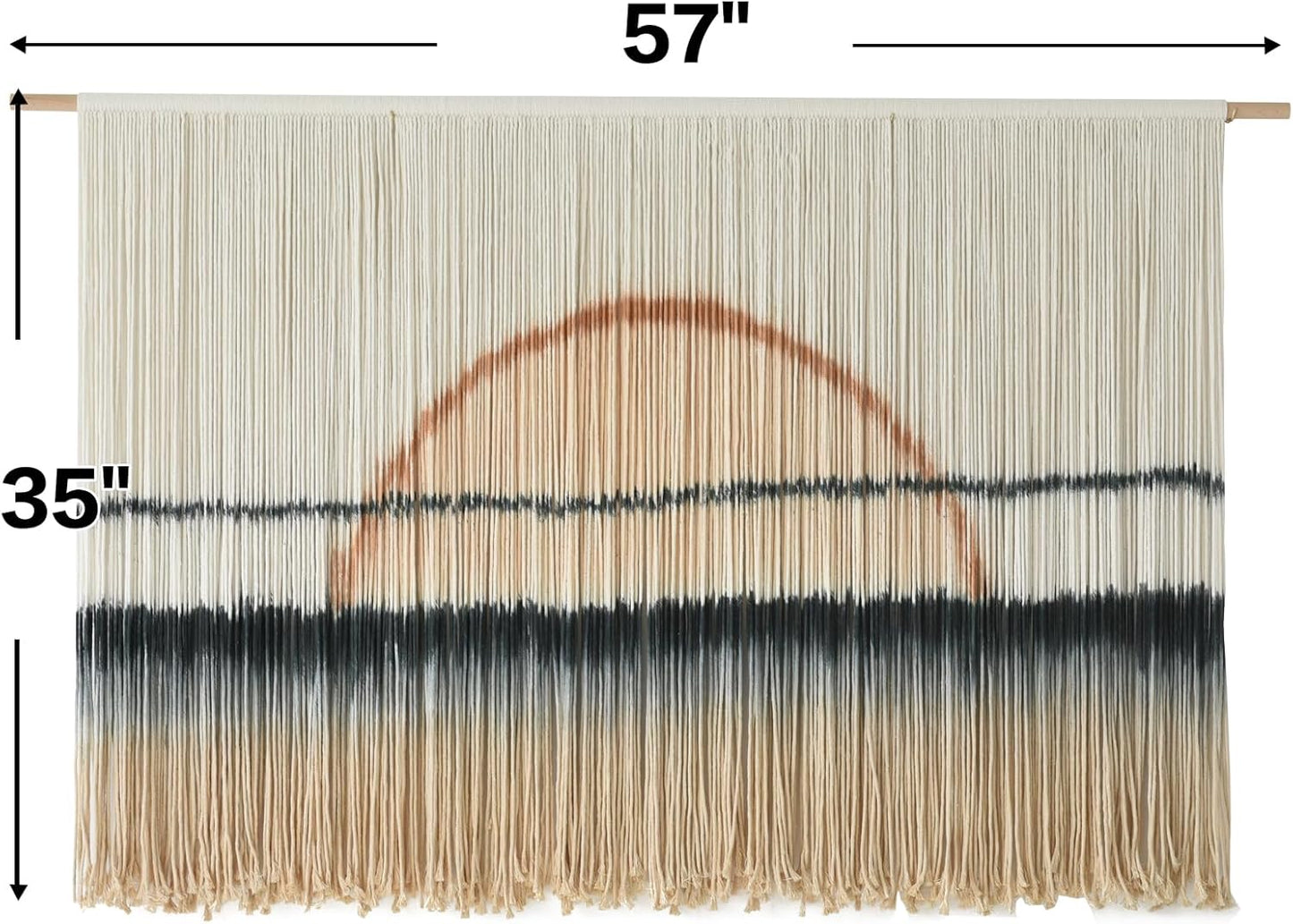 Jakalin Macrame Wall Hanging Dip Dyed Fiber Macrame Wall Decor Boho Cord Living Room Wall Art 57" Wx43 L