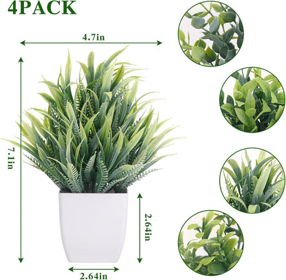 CEWOR Fake Plants 2 Pack Mini Potted Plants Bathroom Accessories Small Artificial Greenery Decorations for Bathroom Office Home Room Kitchen Table Indoor