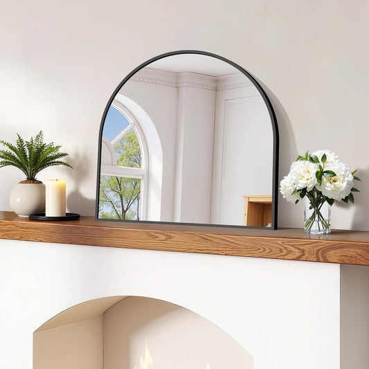 CIRCUMI Arched Wall Mirror, 42"x42" Black Arched Mirror with Tempered Glass, Metal Frame, Large Size for Entryway Table, Mantel,Living Room,Over Sink,Arch Mirror for Decor,Shatterproof&Crystal-Clear - Colors A