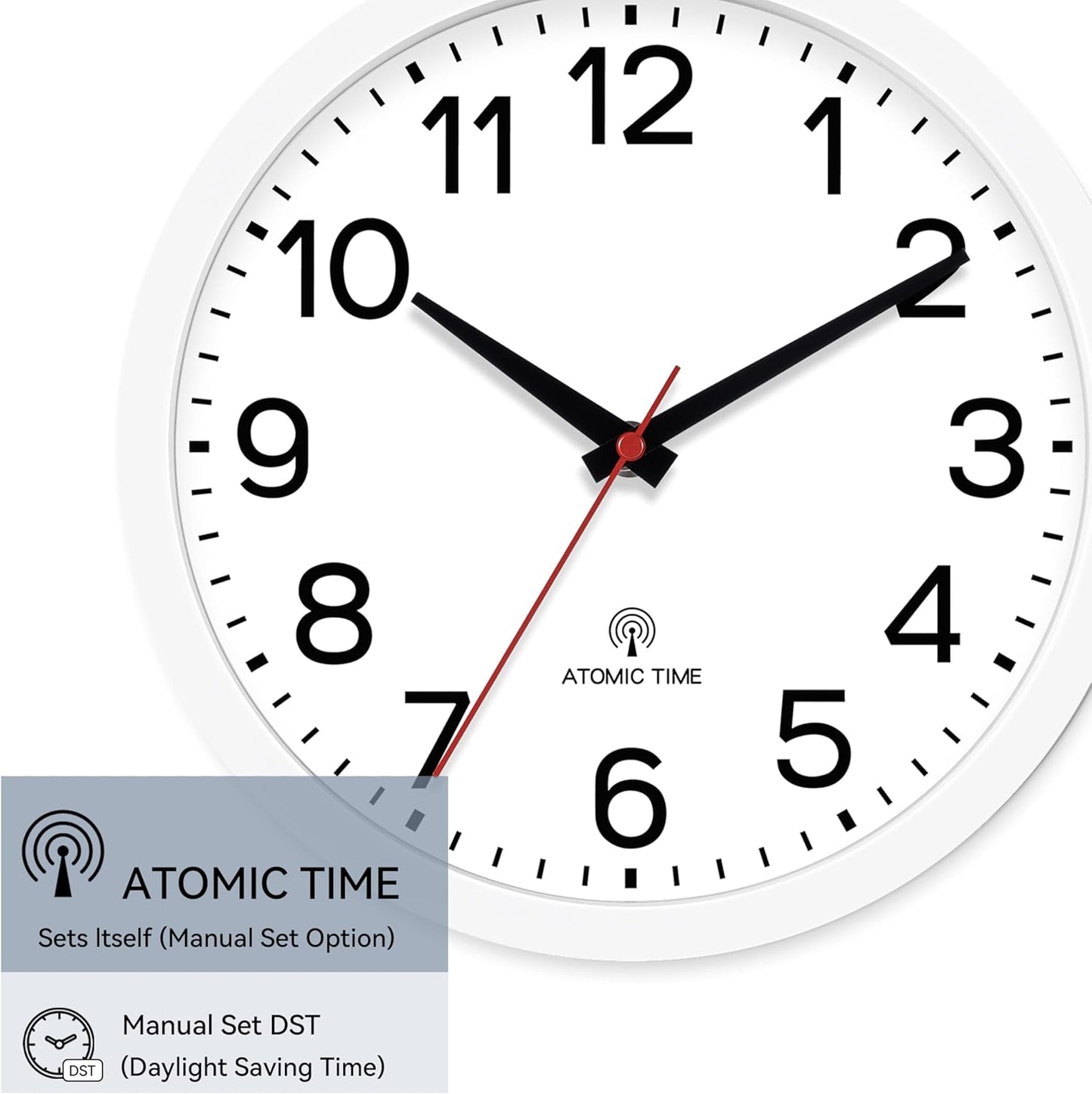 AKCISOT Wall Clock, Modern Small Wall Clocks Battery Operated 8 Inch, Silent Non-Ticking Analog Classic for Office, Home, Bathroom, Kitchen, Bedroom, School(Black)
