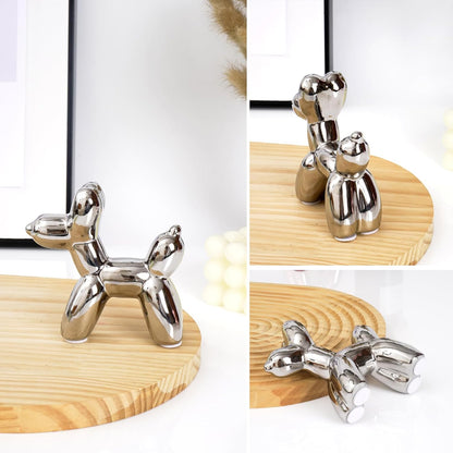 Notakia Cute Ceramics Balloon Dog Statue Crafts Gold Living Room Desktop Decorations,Handmade Modern Small Ceramic Animal Statue Ornament Gold Home Decor Accents