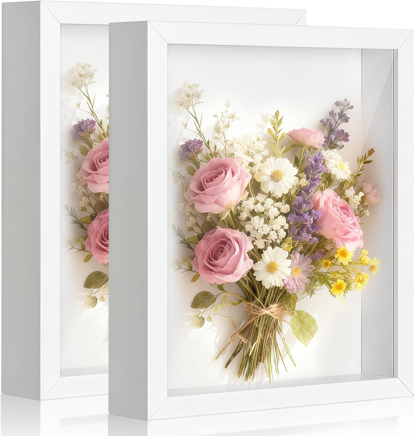 Shadow Box Frame 8x10 - 3 Pack Wood Deep Shadowbox with Glass Shadow Boxes Display Cases Suitable for Photos, Dried Flowers, Handicrafts Picture Frames for Wall (Black)