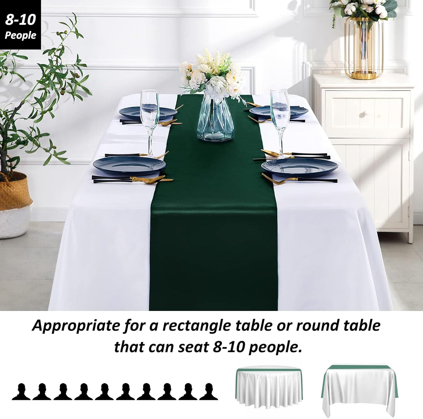 SiinvdaBZX 4 Pcs Royal Blue Satin Table Runner 12 x 108 inches Long, Bright Smooth Satin Wedding Table Runner Decorations for Birthday Parties, Buffet, Banquets, Graduations, Engagements