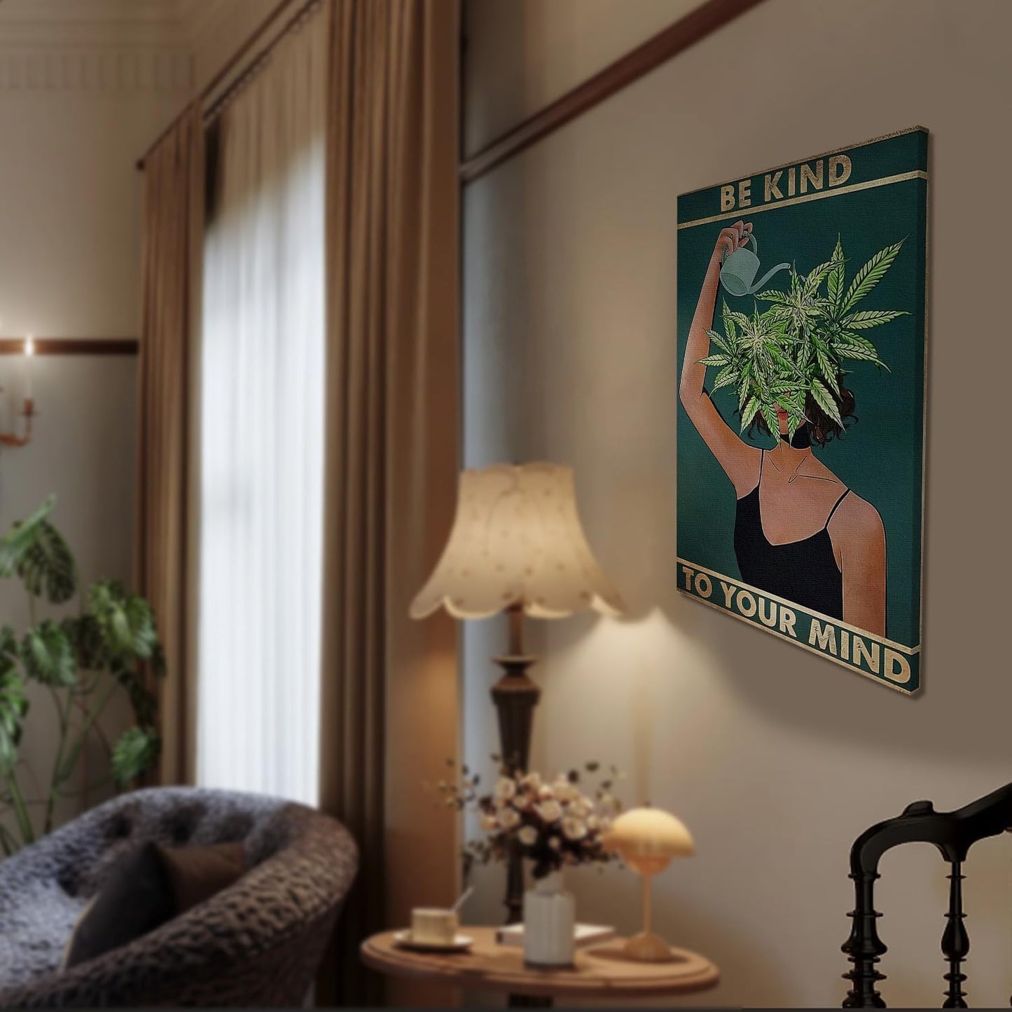 DIHSIEG 12x16 Canvas Wall Art funny bathroom wall art Print Poster Vintage Poster Frameless Floral Can be hung on the Wall Heal Your Heart poster Wall Art Canvas