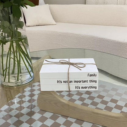 Decorative Books for Home Decor, White Faux Books for Decoration, Rustic Farmhouse Stacked Display Books with 52in Wood Bead Garland for Coffee Tables Living Room (TAKE TIME to DO)