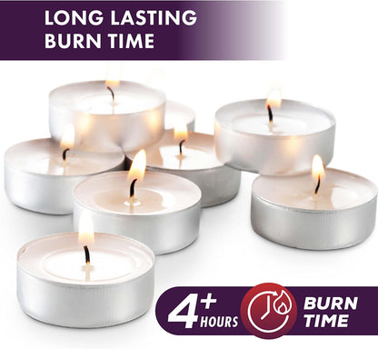 MontoPack Unscented Tea Light Candles 45 Pack | 4 Hours, White, Smokeless, Dripless Small Votive Paraffin Tealights | Long-Lasting for Home, Shabbat, Weddings, Events, Emergencies | Mini Candles Bulk