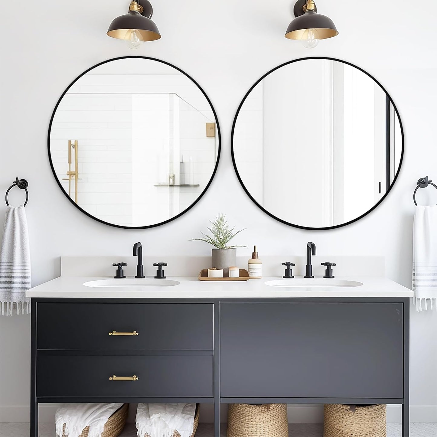 Fabuday Black Circle Mirror for Wall 20 inch - Round Mirrors for Bathroom, Entryway, Living Room, Hallway, Bedroom Decor, Small Matte Framed