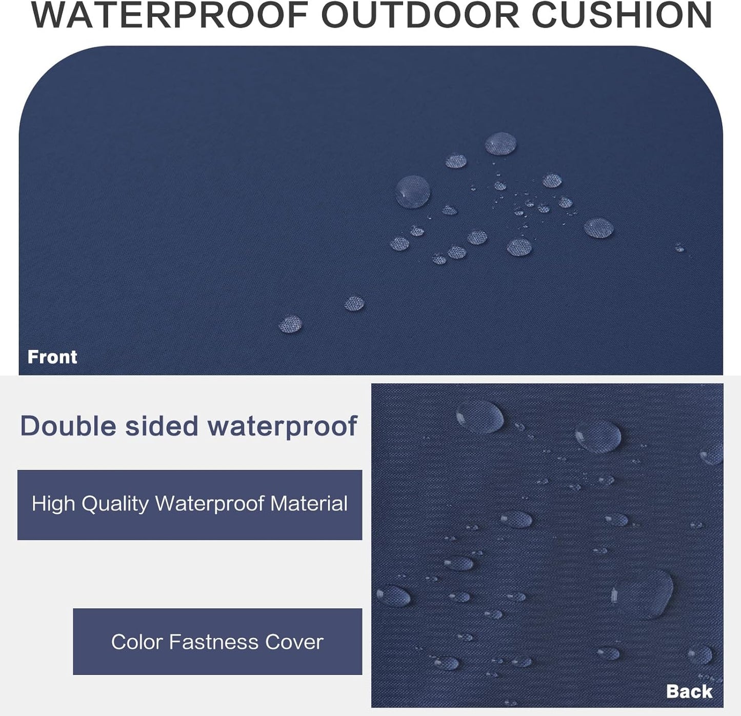 Outdoor Bench Cushion 48x18 Inch Waterproof with Memory Foam,Patio Bench Cushions for Outdoor/Indoor Furniture Porch Swing Cushion with Handle and Adjustable Strap,Navy Bule