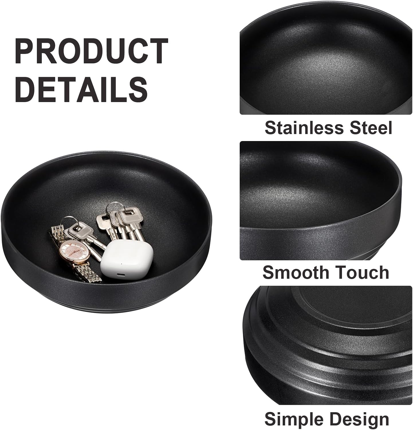 Key Bowl for Entryway Table Decorative Key Dish for Organizing Tabletop Catch All Bowl Gold Fruit Bowls for Kitchen Counter, Coffee Table,7.4 Inches