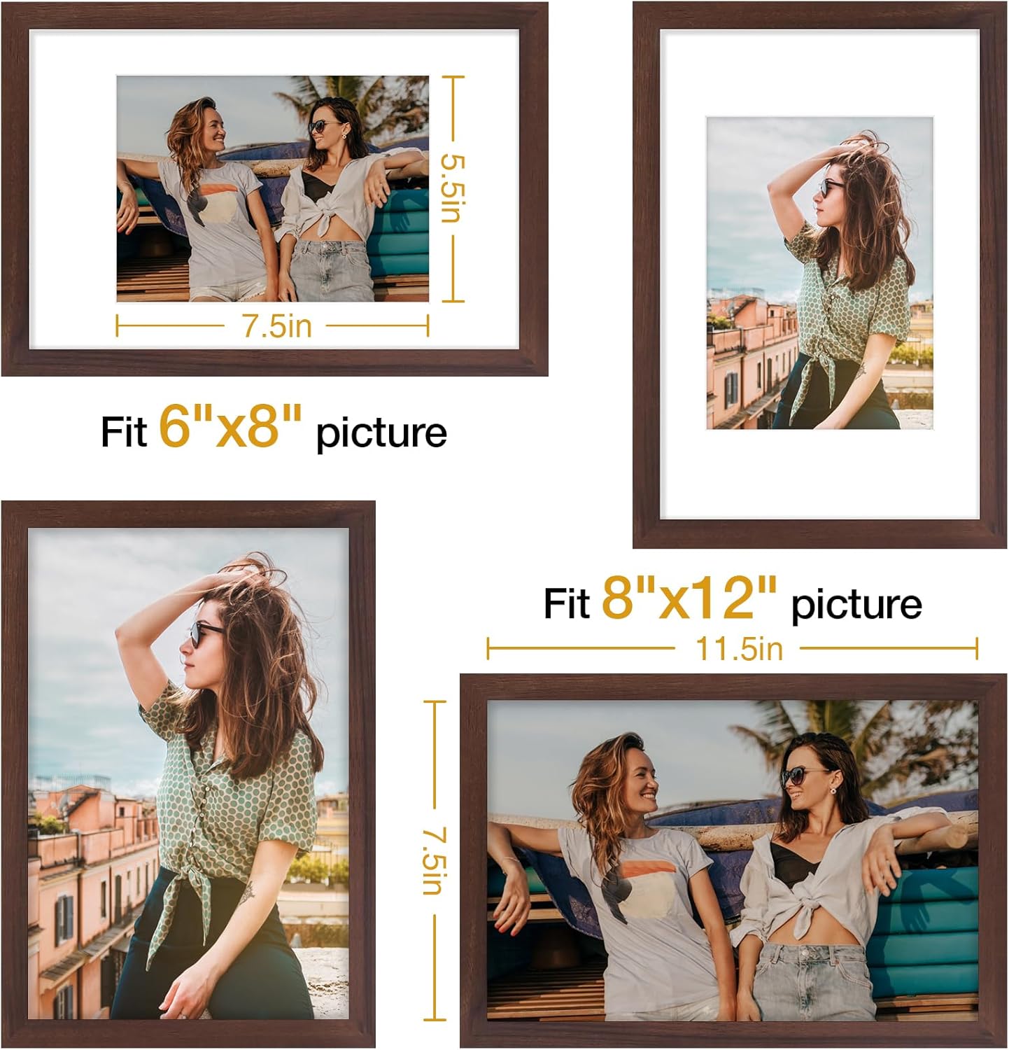Vittanly 11x14 Picture Frame, Display Pictures 8x10 with Mat or 11x14 without Mat, Photo Frame for Wall Mounting, Black, 1 Pack - Colors B