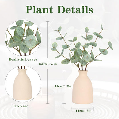 6pcs Real Touch Artificial Faux Eucalyptus Stems Dual-Sided Lifelike Leaves Fake Eucalyptus Greenery Plants for Wedding Flower Arrangement Centerpiece Bouquet Home Office Decor(Gray Green)