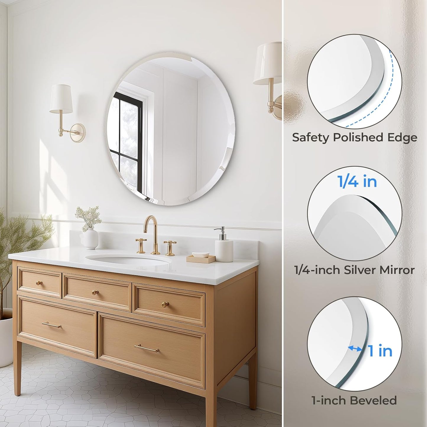 USHOWER Bathroom Mirrors for Over Sink, 36 Inch Circle Mirror with Metal Frame, Black Wall Mirror for Vanity, Entryway, Living Room, Hallway and Bedroom Decor