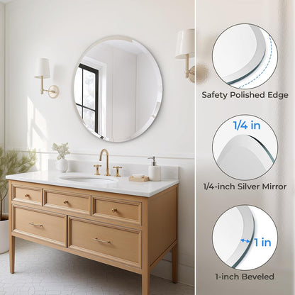 USHOWER Bathroom Mirrors for Over Sink, 36 Inch Circle Mirror with Metal Frame, Black Wall Mirror for Vanity, Entryway, Living Room, Hallway and Bedroom Decor