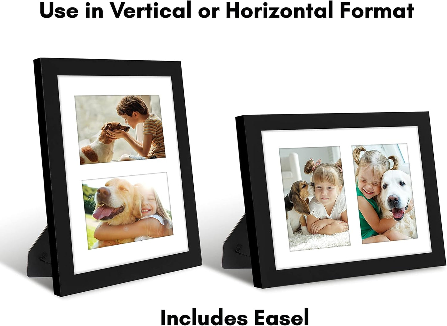Americanflat 4x6 Collage Picture Frame with Shatter-Resistant Glass - Fits Five 4x6 Photos or Use as One 11x14 Picture Frame - Signature Collection - Collage Frames for Wall Display - Black