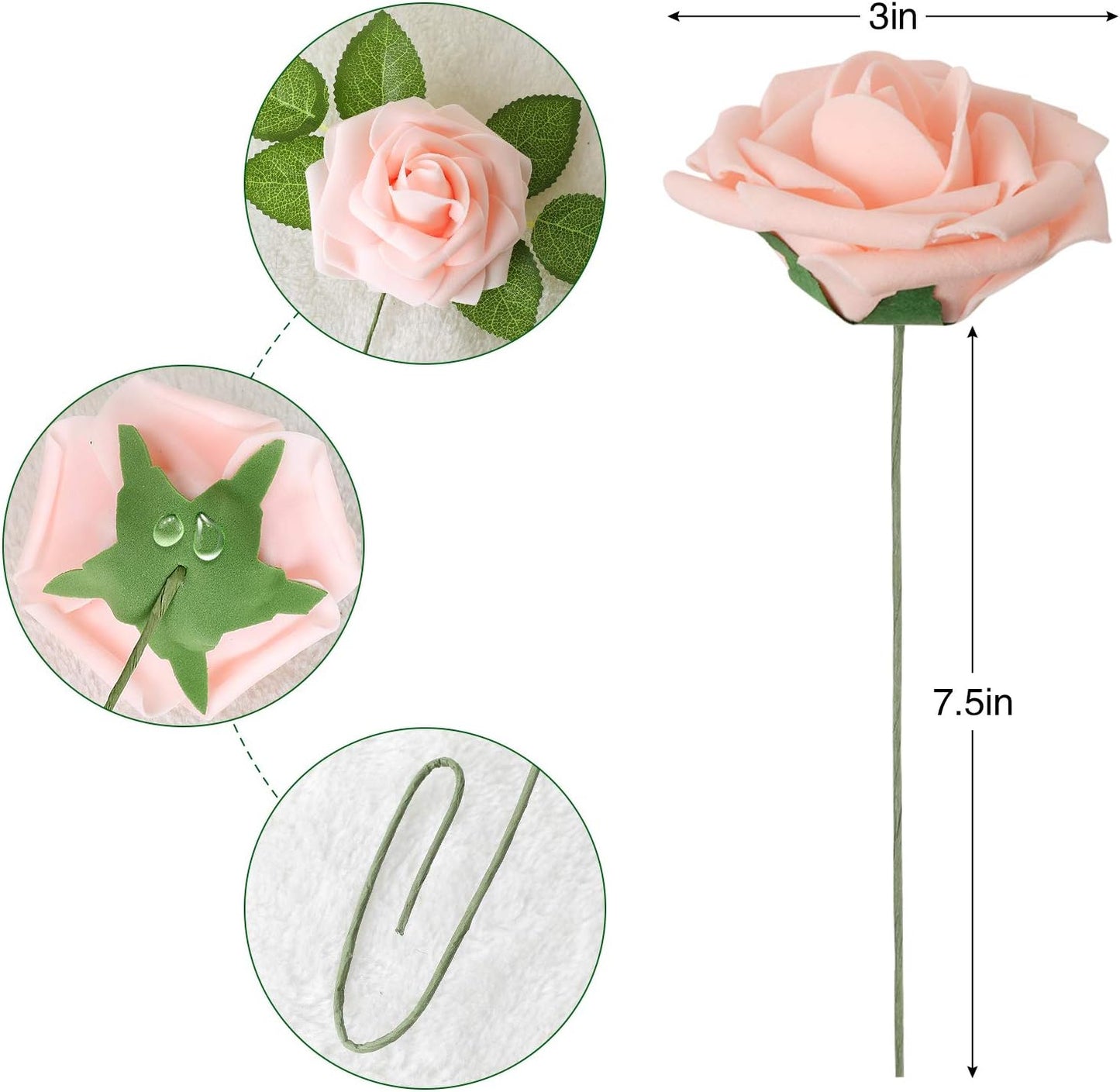 AmyHomie Artificial Flowers Dark Red Rose 25pcs Real Looking Fake Roses w/Stem for DIY Wedding Bouquets Centerpieces Arrangements Party Baby Shower Mothers Day Christmas Tree Decorations