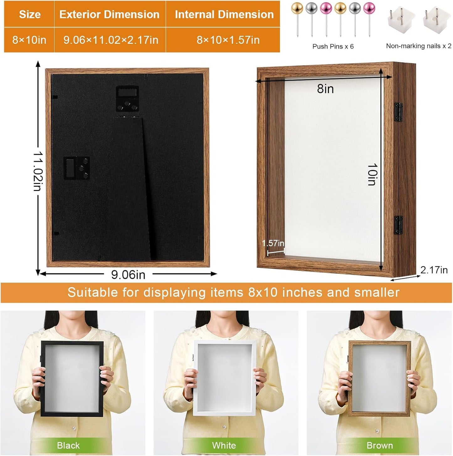 8x10 Deep Shadow Box Picture Frame Display Case with Linen Back and Stand,Real Glass Black Shadow Memory Box Frame 8x10 for Flower Baby Pet Wedding Photo Art Craft Memorial Wall Decor Gift