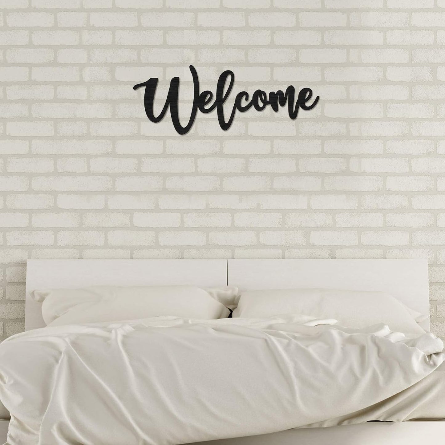 Jetec Wood Cutout Welcome Sign Welcome Wall Decor Word Wood Art Sign for Front Door Rustic Home Gallery Wall Decorations 15.7 x 6 Inches(Black)