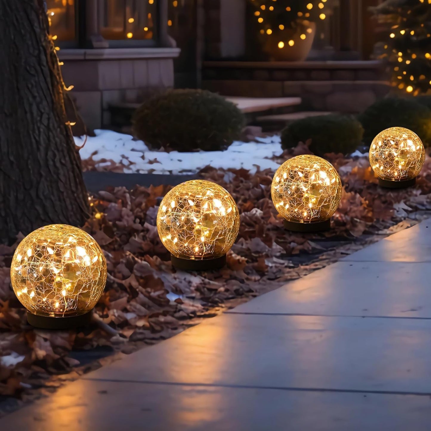 MLKNK Solar Globe Lights Outdoor Waterproof-Solar Balls-Solar Garden Lights-Orbs for Outside 2 Pack Cracked Glass Ball for Lawn Patio Yard Backyard Decorations