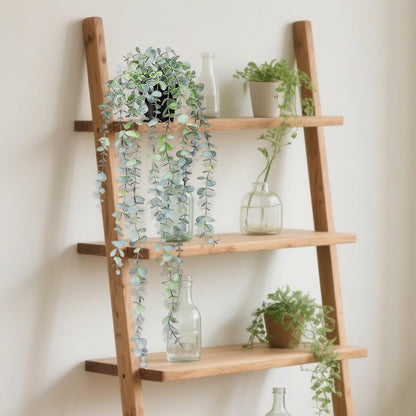 Clearain 1pcs Fake Hanging Plants, Artificial Small Potted Plants, Mini Faux Succulent Plant for Indoor Outdoor Aesthetic Office Living Room Shelf Home Decor (Eucalyptus leaves-1pcs)