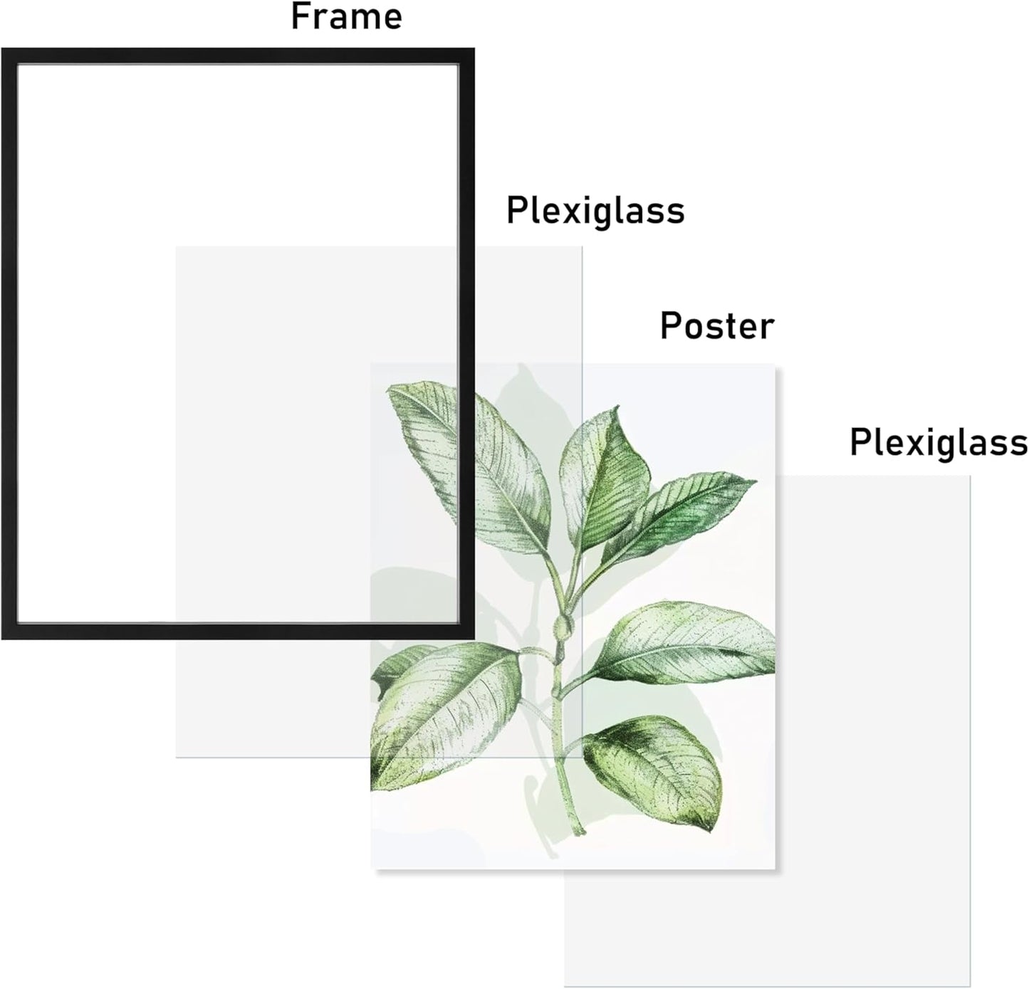 CORE ART 8x10 Floating Picture Frame,Double Plexglass Floating Frame for 5x7,4x6 Pictures,Wall or Tabletop Display,Black