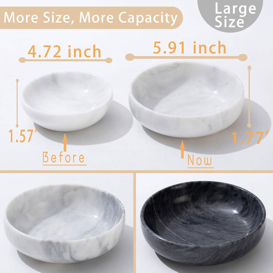 5.91'' Large Decorative Bowl, Natural Marble Decorative Bowls for Home Decor, Key Bowl, Large Incense Burner, Smudge Bowl, Coffee Tables Centerpiece, Soap Serving Bowl