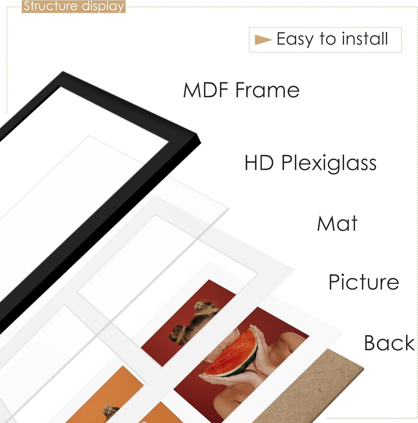 DUENPY 14x26 Collage Picture Frame 4x6 Collage Picture Frame Displays Twelve 4x6 inch Photos Available Horizontal Wall Mounting Display and Vertical Black - Colors B