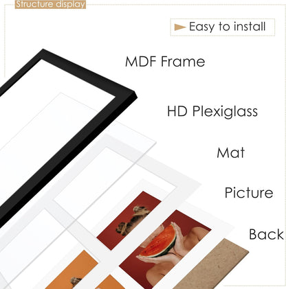 DUENPY 14x26 Collage Picture Frame 4x6 Collage Picture Frame Displays Twelve 4x6 inch Photos Available Horizontal Wall Mounting Display and Vertical Black - Colors B