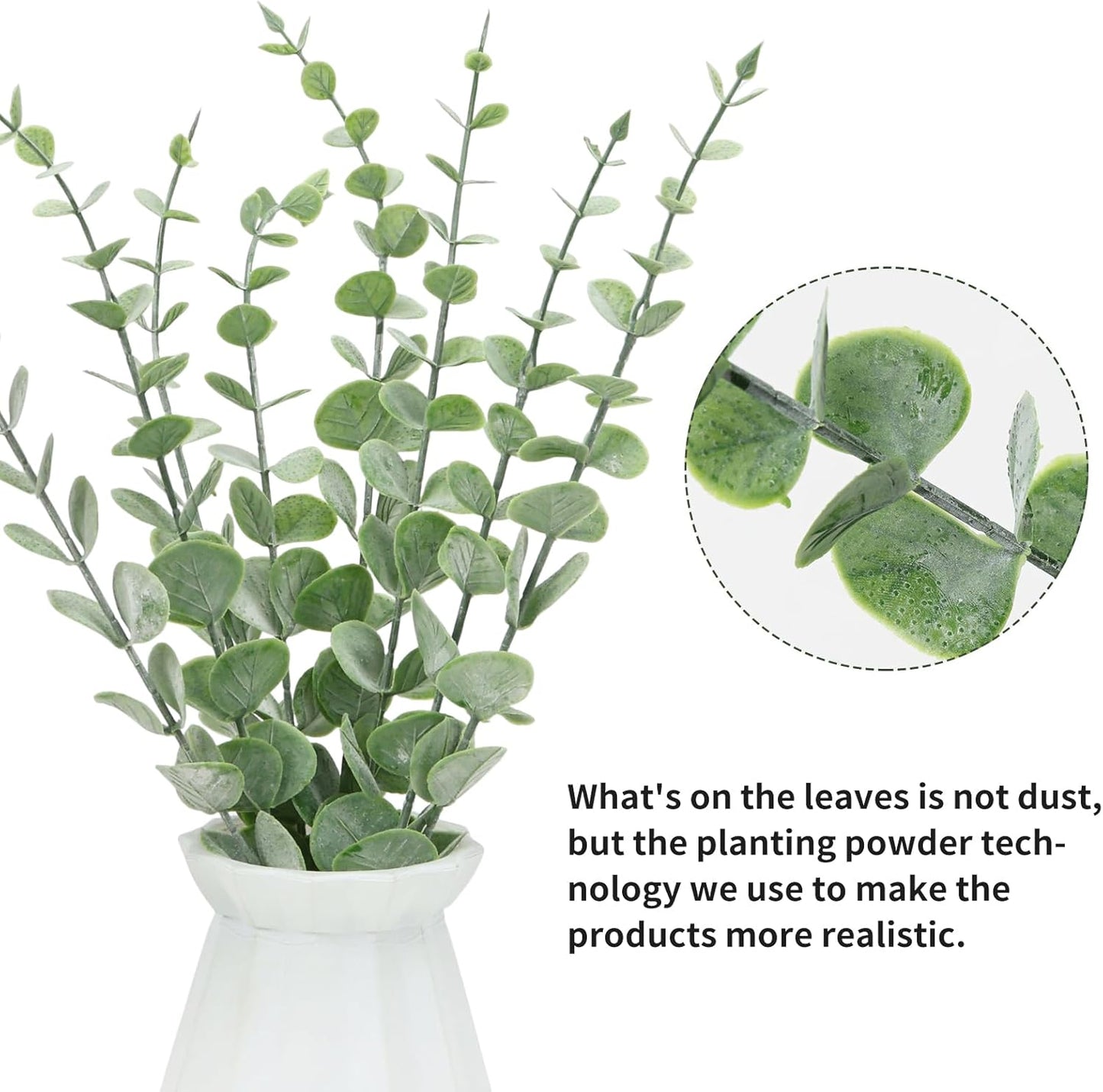 CEWOR 80pcs Artificial Eucalyptus Stems Fake Eucalyptus Leaves Stems Real Touch Leaf Branches for Flower Bouquet Wedding Easter Centerpiece Spring Home Office Decor