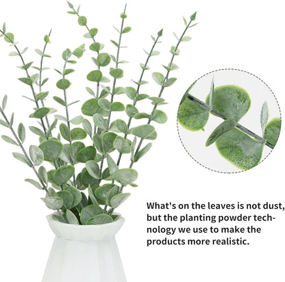 CEWOR 80pcs Artificial Eucalyptus Stems Fake Eucalyptus Leaves Stems Real Touch Leaf Branches for Flower Bouquet Wedding Easter Centerpiece Spring Home Office Decor