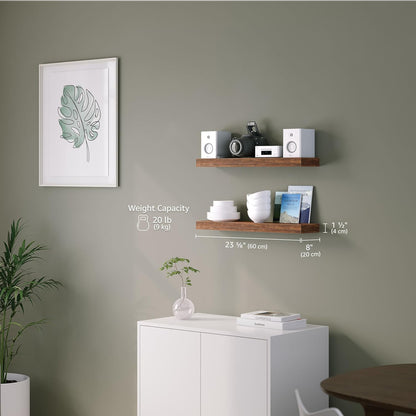 Ballucci Floating Shelves for Wall, 48" Wood Wall Shelf Set of 2, with Invisible Brackets for Bathroom, Living Room, Bedroom, Kitchen, Nursery, 8" Deep, Black
