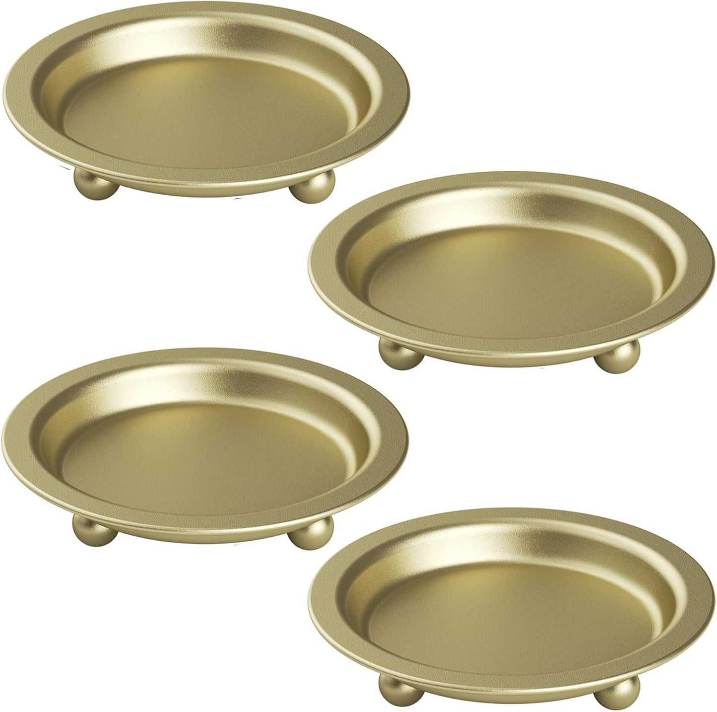 Black Candle Candlestick Holder Decor, 4.13 Inch Round Candles Tray Holders Set of 2, Iron Plate Candle Stand for Pillar Ball Candles, Metal Porta Velas for Home Decor Table Centerpiece