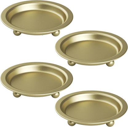 Black Candle Candlestick Holder Decor, 4.13 Inch Round Candles Tray Holders Set of 2, Iron Plate Candle Stand for Pillar Ball Candles, Metal Porta Velas for Home Decor Table Centerpiece