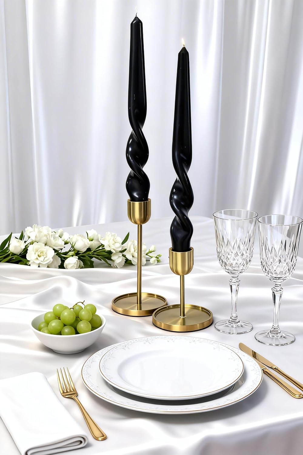 Brown Two Tone Spiral Taper Candles - Set of 6 Twisted Taper Candlesticks 9.5 Inch Tall for Home Decoration Holiday Wedding Party(Brown)